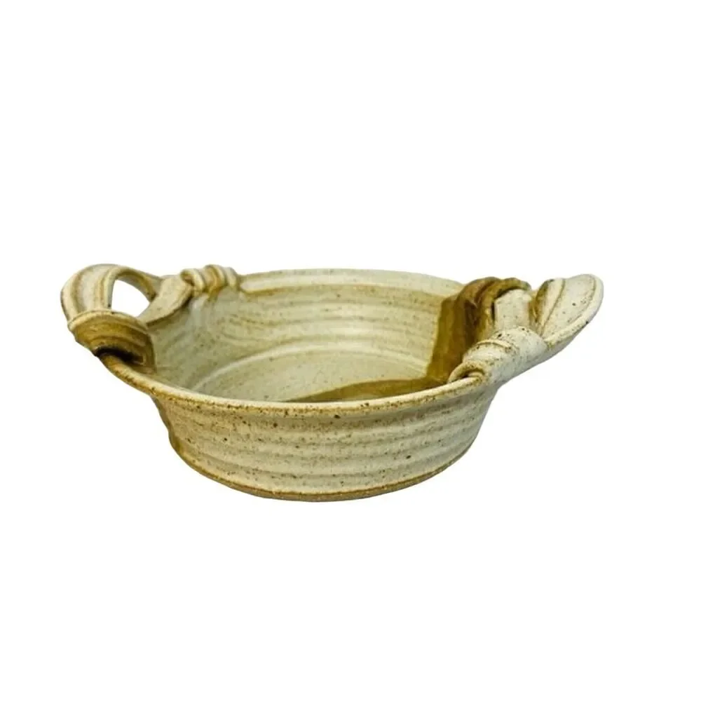 Wisconsin Door County Handled casserole bowl Signed Studio Pottery